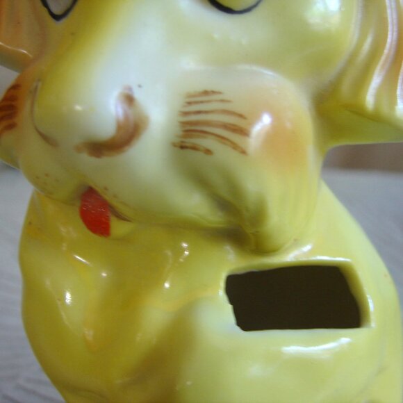 1920's Gold Castle Toothbrush Holder Yellow Lion/Dog, Chikusa Japan, Porcelain - Picture 9 of 12